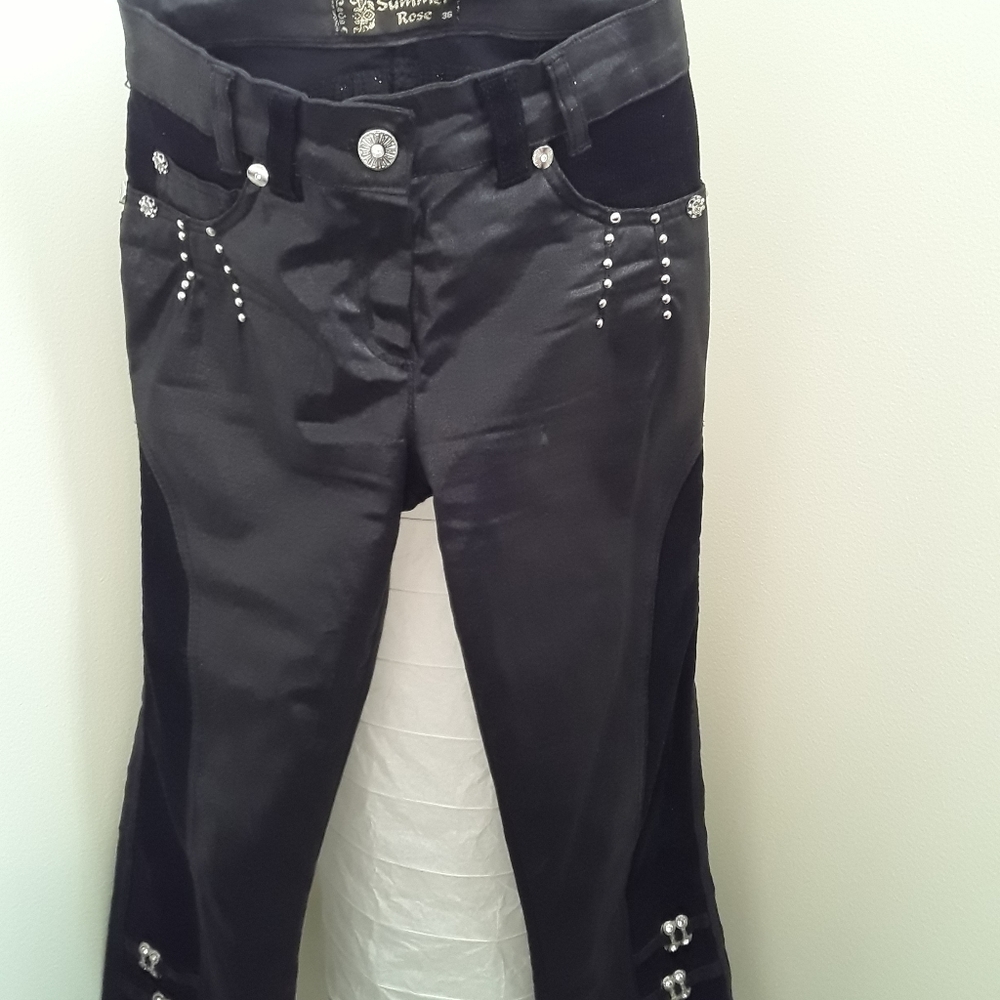 Metallic faux leather pants